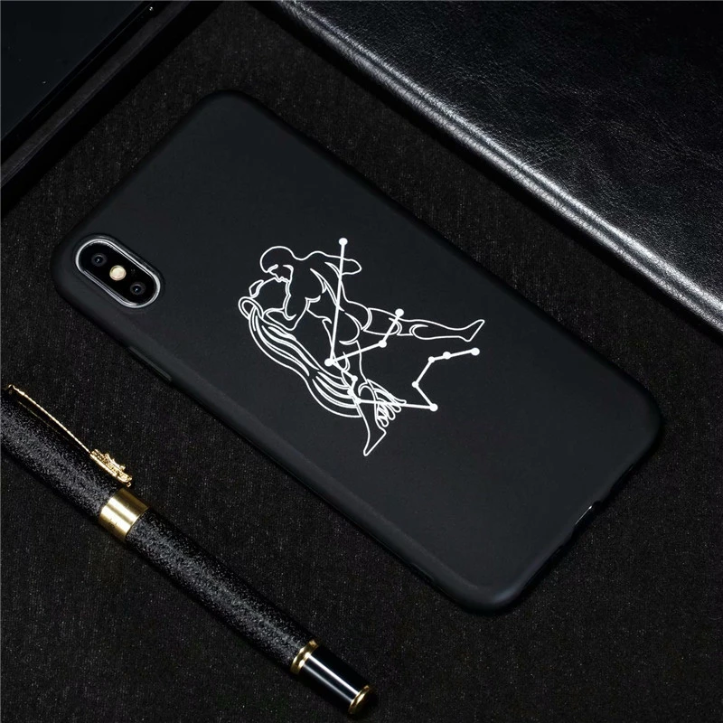 

WTSZKL cartoon twelve constellation painted mobile phone case for iphone X XS Max XR 6S 6 7 8 Plus fun silicone TPU case
