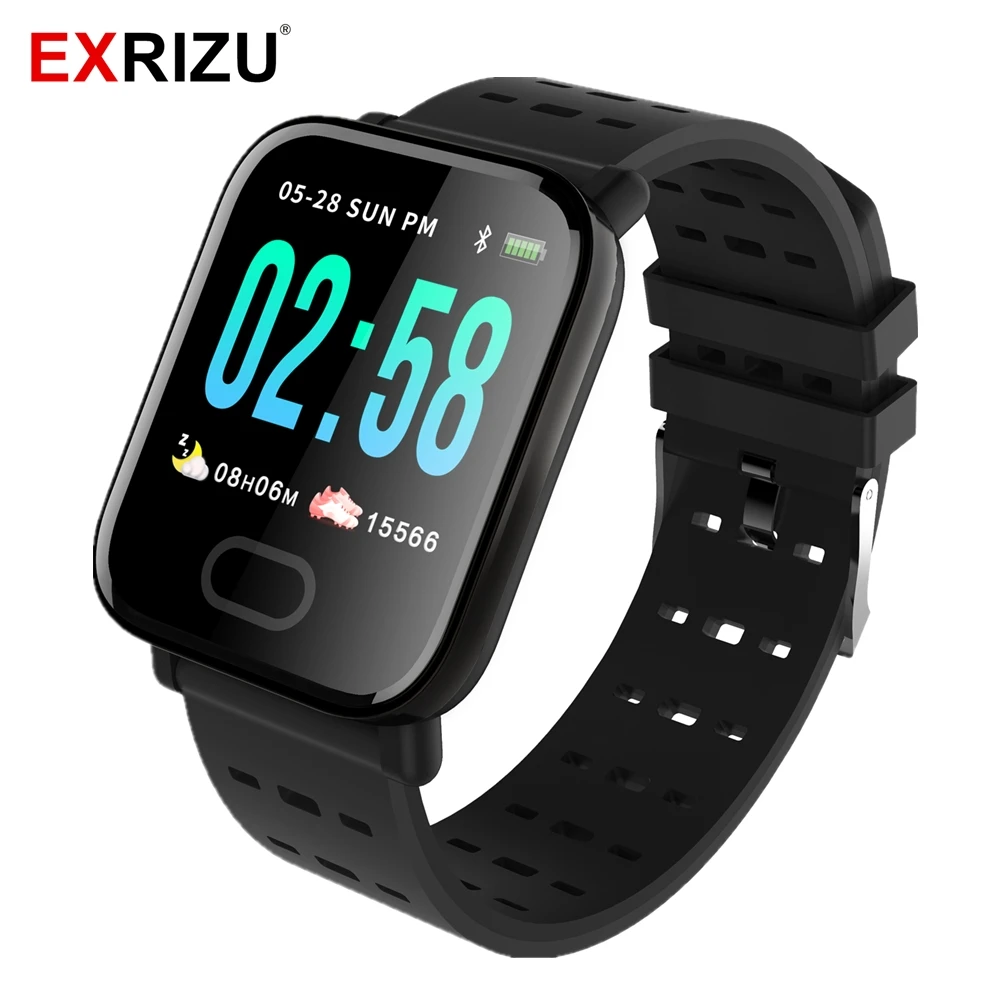 

EXRIZU New Smart Bracelet Blood Pressure Heart Rate Measure Waterproof Sport Smart Wrist Watch Fitness Tracker for Android iOS