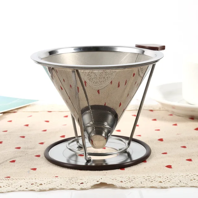 Stainless Steel Drip Dripper Double Layer Mesh Coffee Cone Filter Stainless Steel Drip Dripper Double Layer Mesh Coffee Cone Filter Holder Infuse Home Kitchen