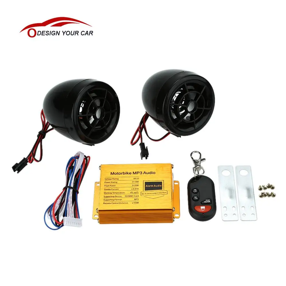 Motorcycle moto MP3 Player Speakers Audio Sound System FM Radio Security Alarm Wireless Remote