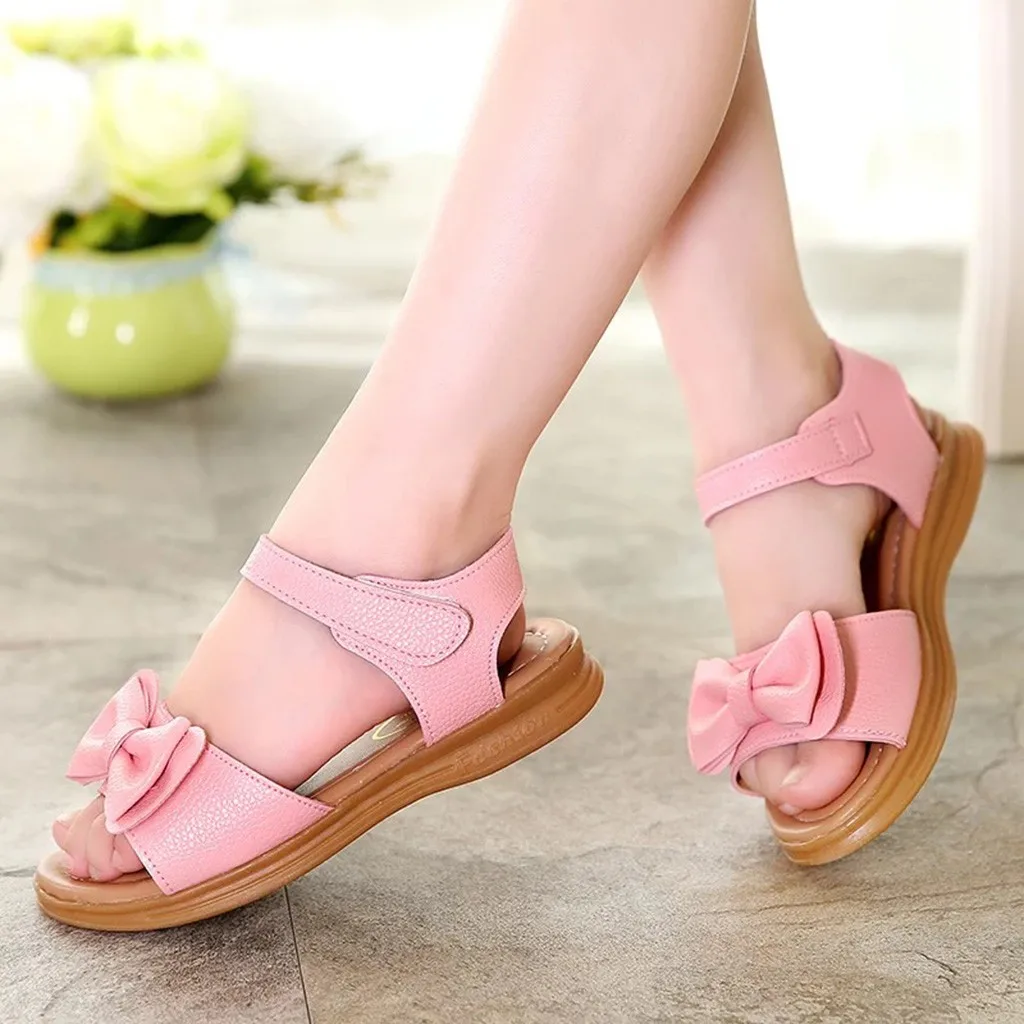 Newest kids sandals Summer Kids Shoes Children Magic Hook Beach Sandals Fashion Bowknot Girls Flat Pricness Shoes Dropshipping