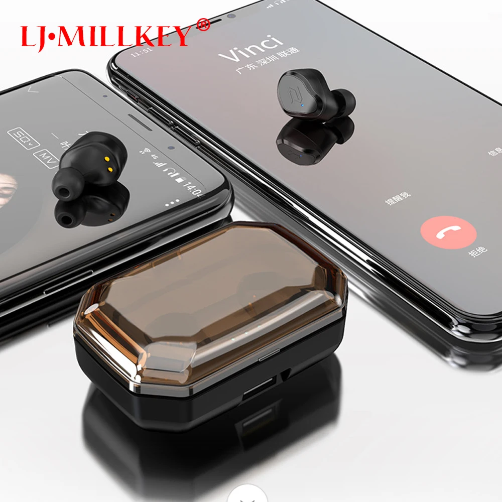 

Bluetooth 5.0 Touch Control Hifi Earphone with Mic IPX6 waterpr TWS Wireless Earbuds Stereo Mic for Phone with Charger Box YZ209
