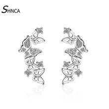 Luxurious Romantic 925 Sterling Silver Multiple Butterfly Zircon Rhinestone Stud Earrings For Women Jewelry Pendientes E098
