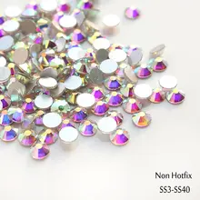 Venta! Super Brillante 1440 unids/bolsa ss3-ss40 Crystal Clear AB color 3D FlatBack Del Hotfix no Nail Art Decoraciones Flatback