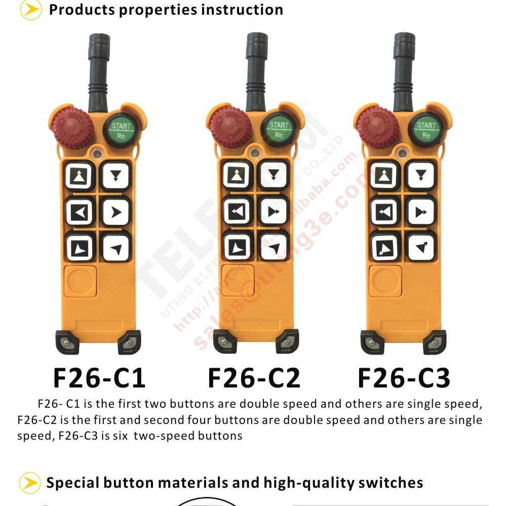 Теле Управление 1 передатчик и приемник 1 6 двойной Скорость Кнопка промышленное радио крановое дистанционное управление F26-C3/аппаратура