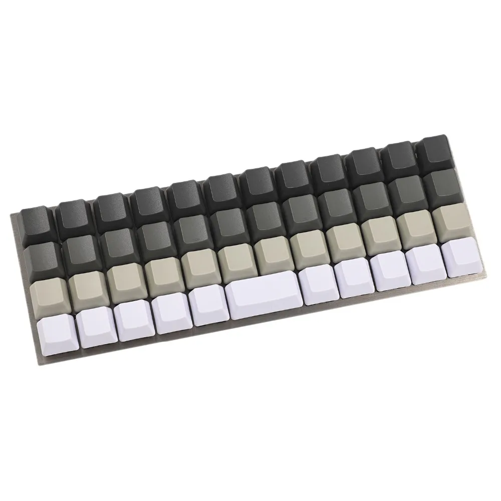 YMDK Planck Niu40 Preonic Keyset White Gray Black Gradient Pure White Laser-Etched OEM Keycap 1.5mm Thickness PBT