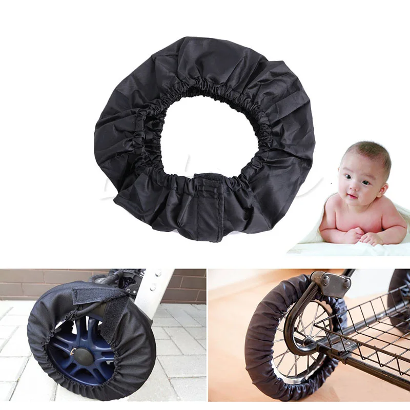 2 pièces bébé poussette/landau/Buggy/poussette roue poussière eau couverture universel noir (lot de 2)