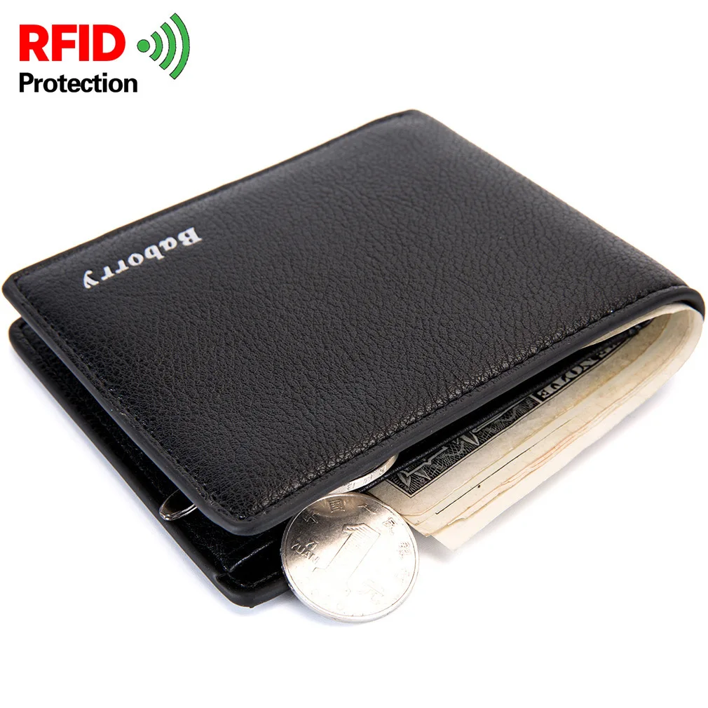RFID Protection Men Male Casual Wallets And Purse PU Leather Zipper
