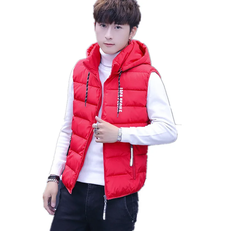 Fashion Men's Vest Winter Men Brand Hooded Vest Male Fashion Cotton-Padded Waistcoat Jacket and Coat Warm Cotton-Padded Vest