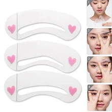 Popular 3Pcs/lot Clear Durable Eyebrow Drawing Template Assistant Card Brow Make-Up Stencil