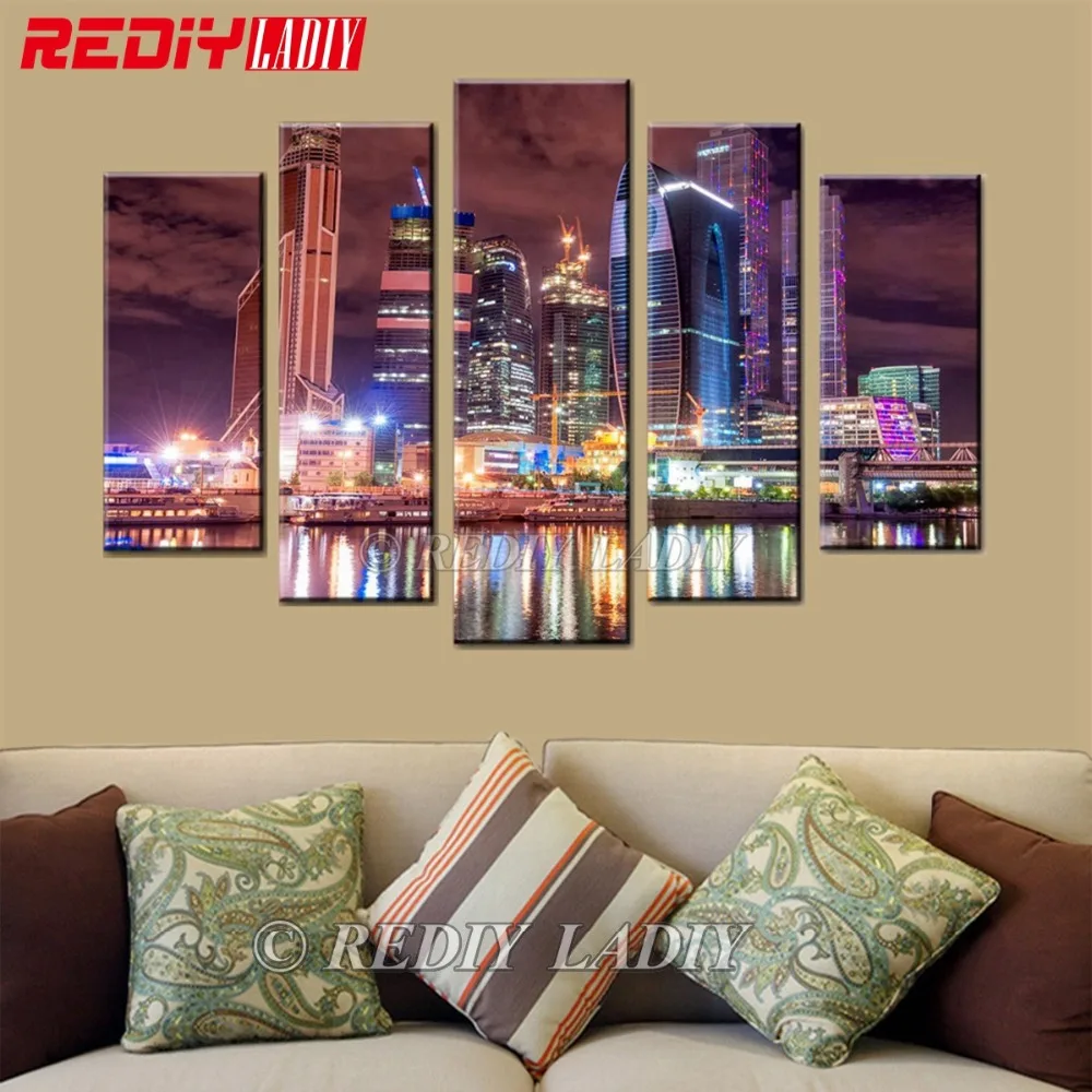 

Diamond Painting Triptych Full Diamond Embroidery Night Cities 5 Panels Modular Picture Wall Art Rhinestones Cross Stitch Crafts