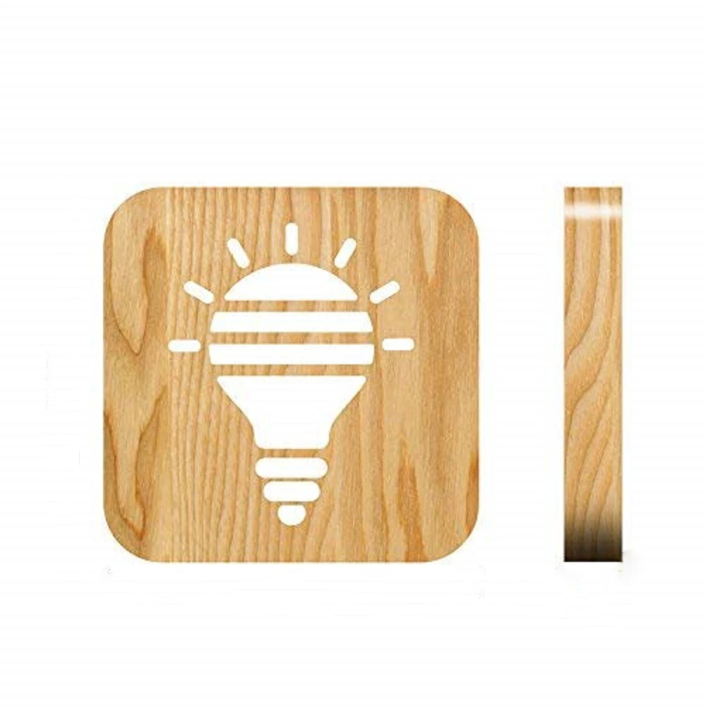 

Bedside Lamp Creative 3D Wooden Night Light LED Bulb Bed Lamp USB cable Table Lamp for Study Bedroom Living Room Warm White 3W