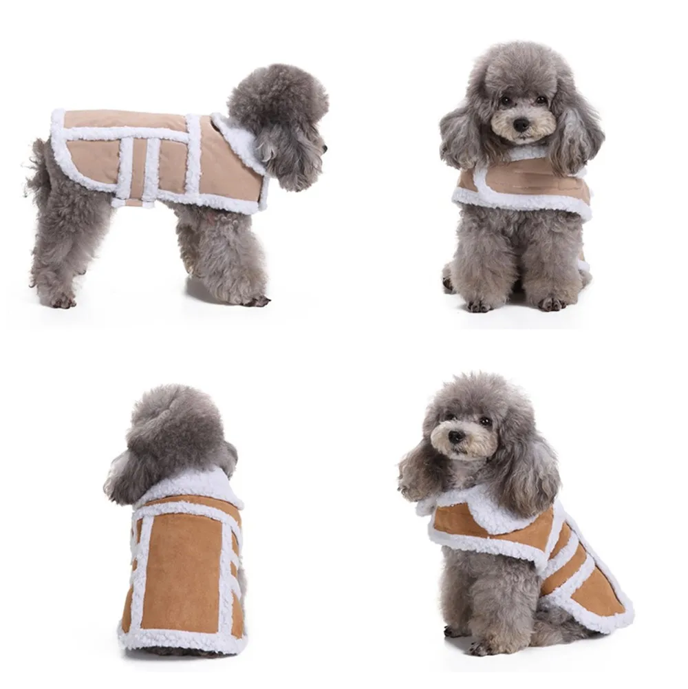 

Winter Warm Padded Thickening Imitation Deer Leather Jacket Dog Costumes Dogs Coats Windproof Casual Pets Puppy Clothes Pug K25
