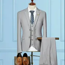 Лучший 3 шт свадебный костюм жениха Формальные костюмы смокинг талиорские мужские костюмы