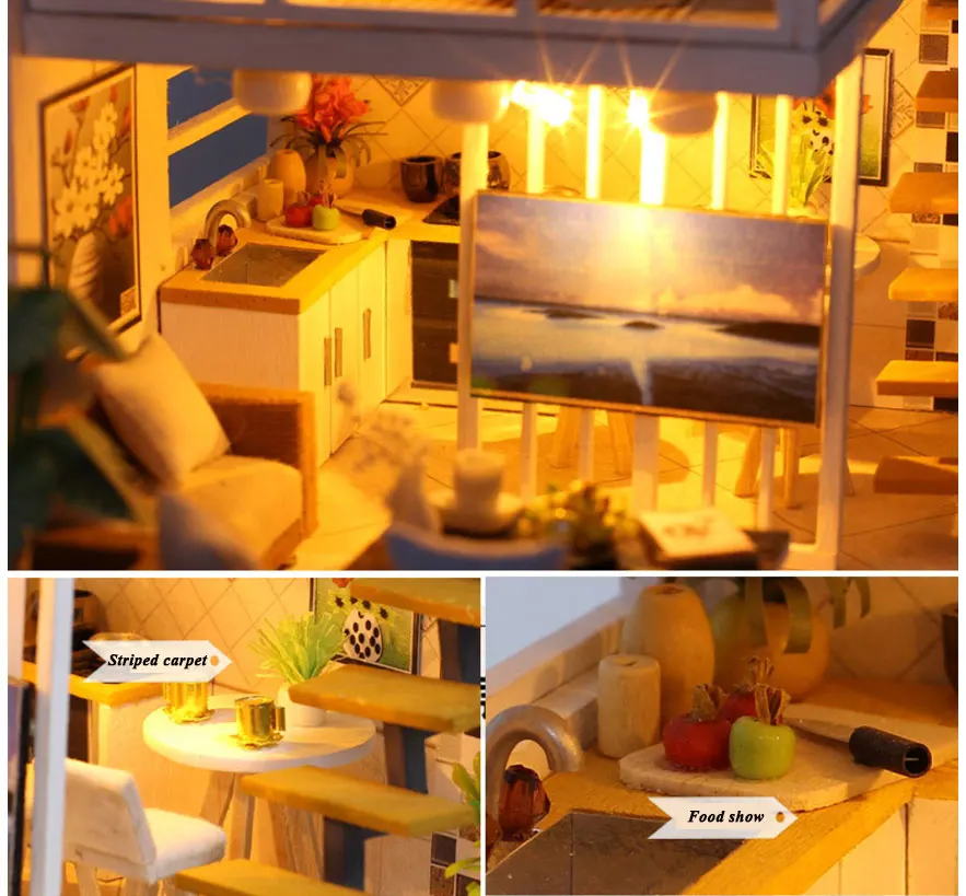 Стильный Кукольный дом Миниатюрный Кукольный домик с комплектом мебели деревянный дом миниатюрные игрушки для детей Новогодний Рождественский подарок игрушка