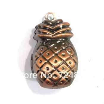 

Antique Copper Brushed Openable Pineapple Ananas Shape Prayer Wish Box Photo Locket Frame Pendant European Charms Bulk Wholesale