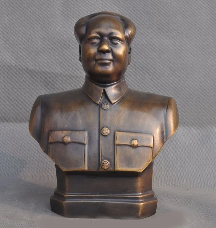

wedding decoration 9" China Bronze Revolutionaries Great leader Mao Zedong Chairman mao Bust Statue