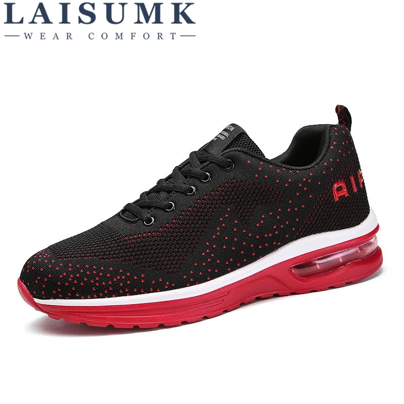 

LAISUMK High Quality Men Breathable Casual Shoes Knitted Fly weaving cloth Shoes Men luxury brand Sneakers male shoes zapatillas