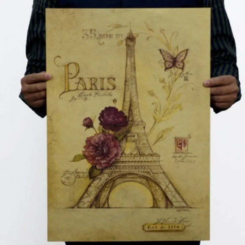 

Vintage Eiffel Tower Wall Paper Poster Painting Wall Decals Home Decor