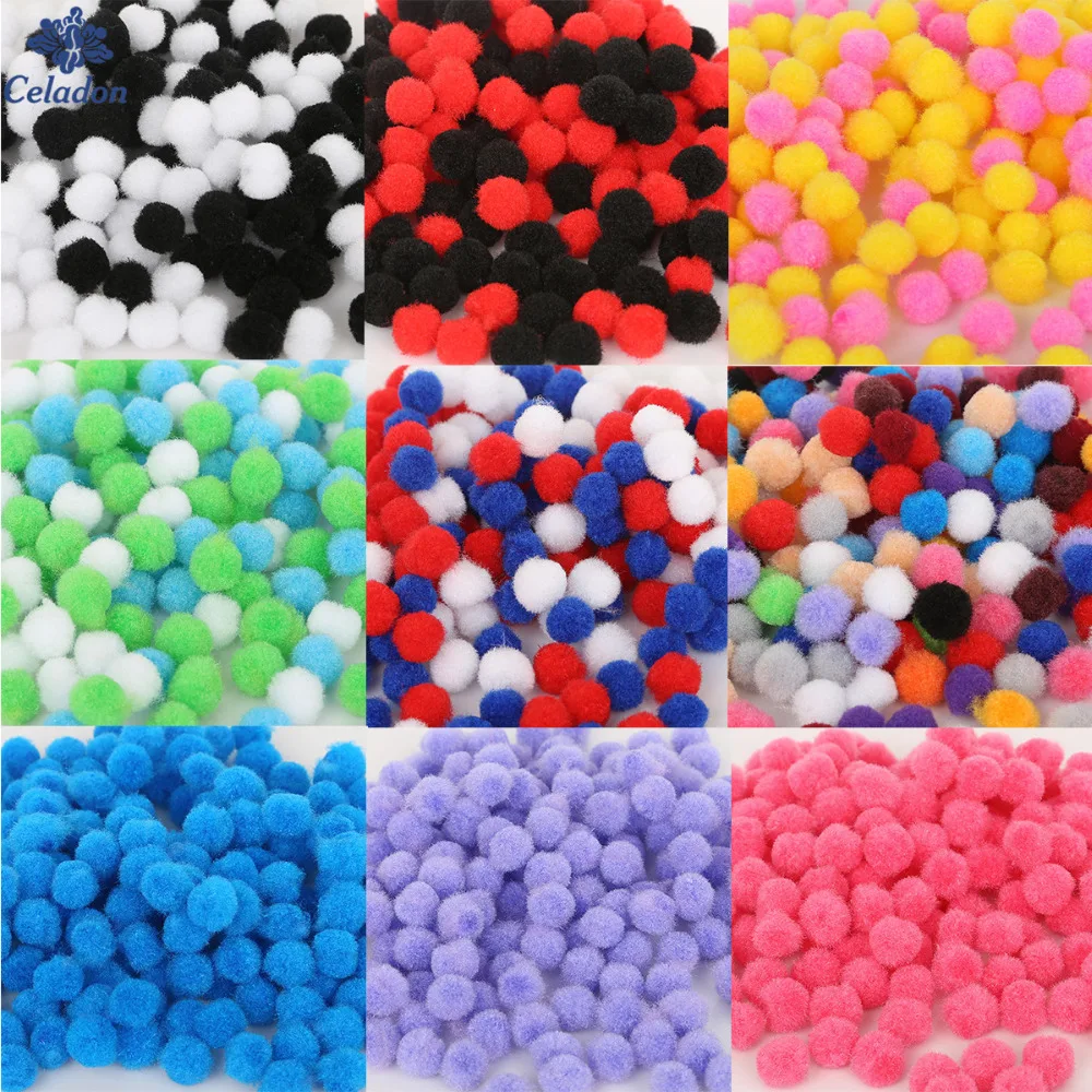 

Fashion Design 300pcs/lot 10mm Multi option Pompoms Soft Pom Poms balls For DIY Wedding Decoration & Kids Toys Accessories