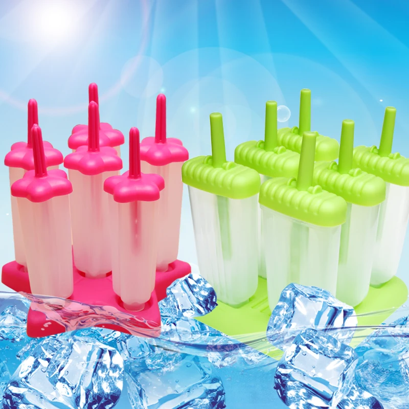 

Ice Cream Cooking tools 6 Cell Ice Cream Tools Pop Mold Popsicle molds ice Maker Lolly Mould Tray Pan Kitchen DIY