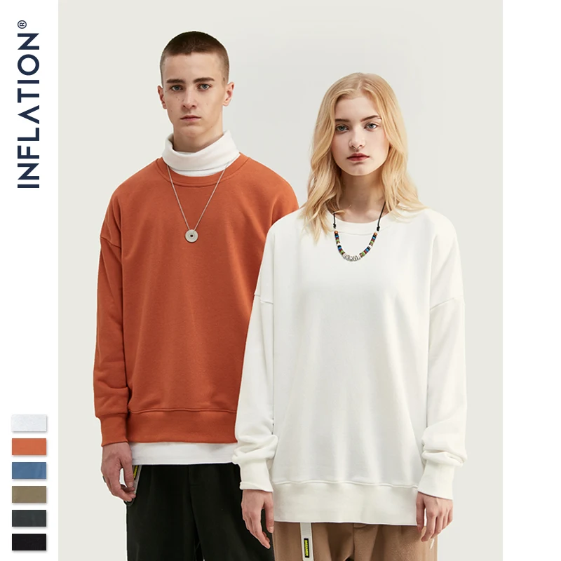 INFLATION Men Basic Sweatshirts 2020 AW O-Neck Cotton Sweatshirts 10 Colors Thick Men Hoodies Sweatshirts 9603W INFLATION Men Basic Sweatshirts 2020 AW O-Neck Cotton Sweatshirts 10 Colors Thick Men Hoodies Sweatshirts 9603W