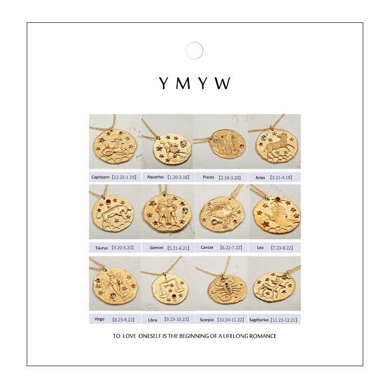 

YMYW Fashion Trendy Metal Personalized Twelve Constellation Gold Chain Pendant Necklaces Charms Lucky Choker Necklace Jewelry
