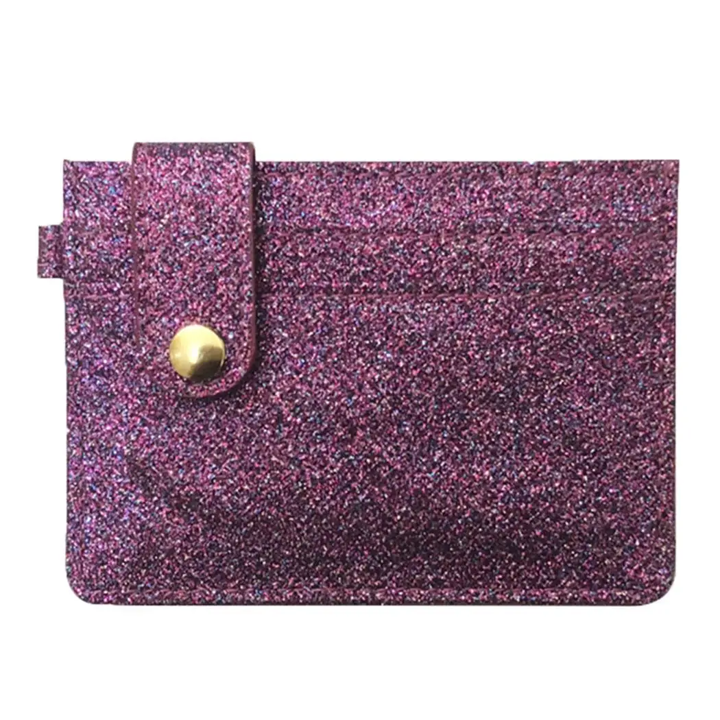 

Glitter Leather Short Type Buckle Women Wallet Card Cash Silver, Purple, Gold, Brown, Blue, Black Holder
