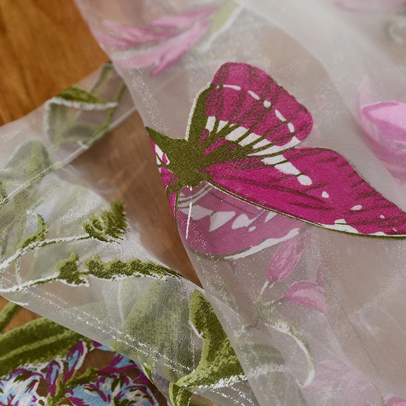 Nueva oferta especial Hospital Cortina selva Burnout Tulle niños dormitorio estilo mariposa ventana para tratamientos
