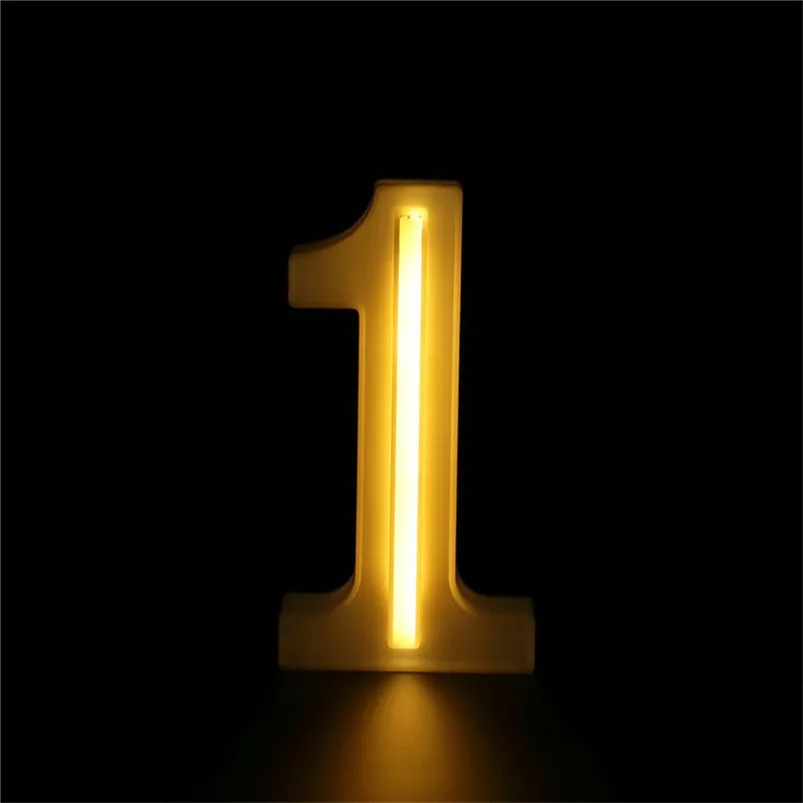 Number 0-9 Lamp LED Letter Light USB Letter Night Light Up White Plastic Letters Standing Hanging Home Decor Lamparas 40JUN123