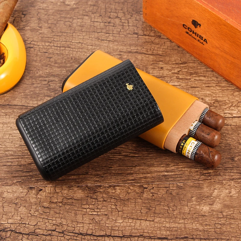 Cohiba кожаный чехол для сигар аксессуары для курения Классический Портативный Дорожный Чехол для сигар из кедрового дерева