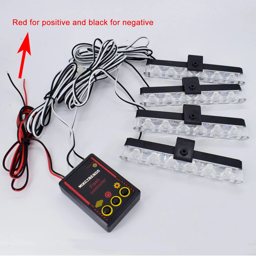 Online 1Set cc 12V coche camión luz de emergencia 4X6 Led luces intermitentes de bomberos estilo de coche ambulancia policía luz estroboscópica luz de advertencia