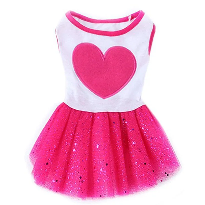 

Lovely Cat Dress Pet Clothes Small Dog Cat Love Heart Gauze Tutu Dress Puppy Red Lace Skirt Kitten Apparel for Summer XS-XXL