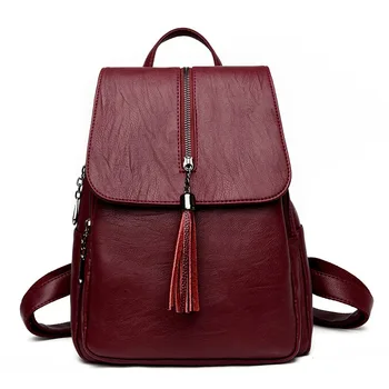 

NEW Fashion Tassels Soft PU Leather Shoulder Bags School bags for women 2018 Female Backpack Travel Bag mochila bolsa feminina