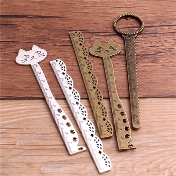 

2pcs Two Color Cameo 3style Ruler Bookmarks alloy pendant Charm necklace bracelet DIY jewelry accessories T6450