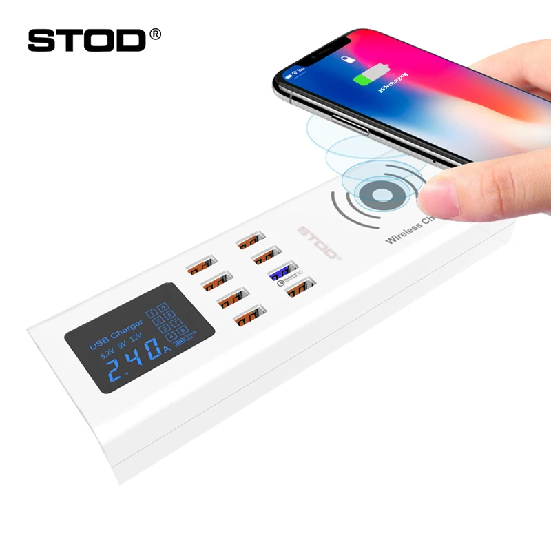 

STOD Qi Wireless Charger USB Quick Charge 3.0 Fast Charging For iPhone XS Samsung Galaxy S9 Huawei P30 Pro Mi 9 QC3.0 AC Adapter