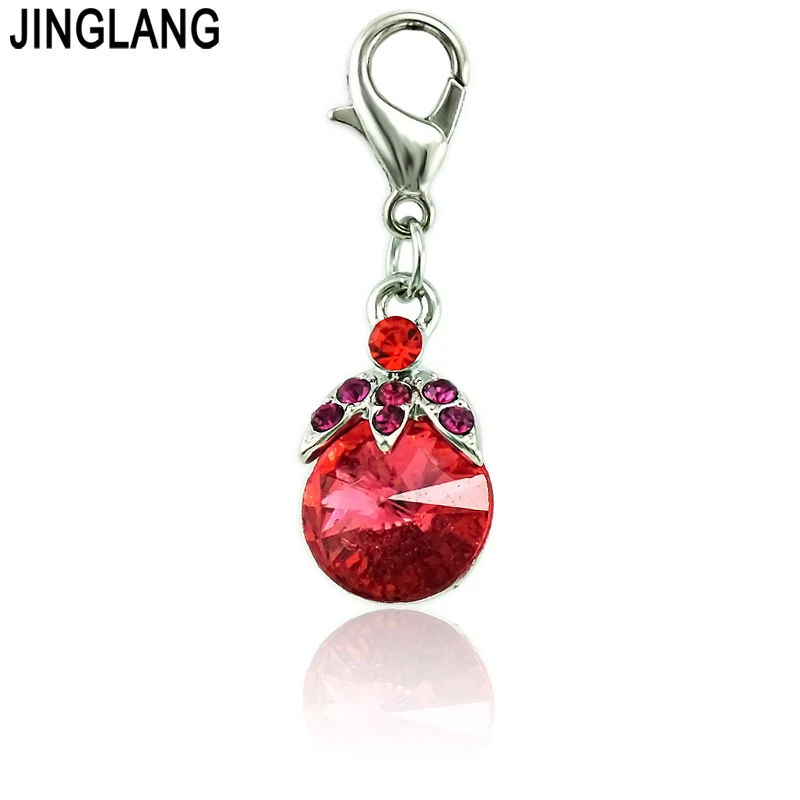 Jinglang 12 Pieces/lot Charms With Lobster Clasp Dangle Red Plastic