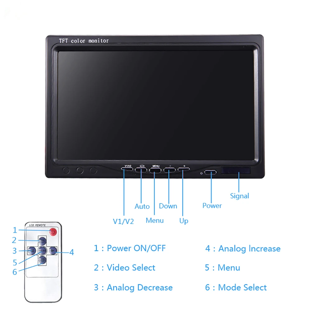 NEW 7 inch 800x480 industrial Car Reverse Backup Rearview LCD monitor 2 AV Input Screen Computer Monitor PC