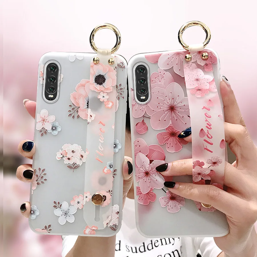

flower tpu case for xiaomi redmi note 7 6 5 pro 4X K20 pro mi 8 9 A1 A2 case cover wristband holder soft silicon phone bag capa
