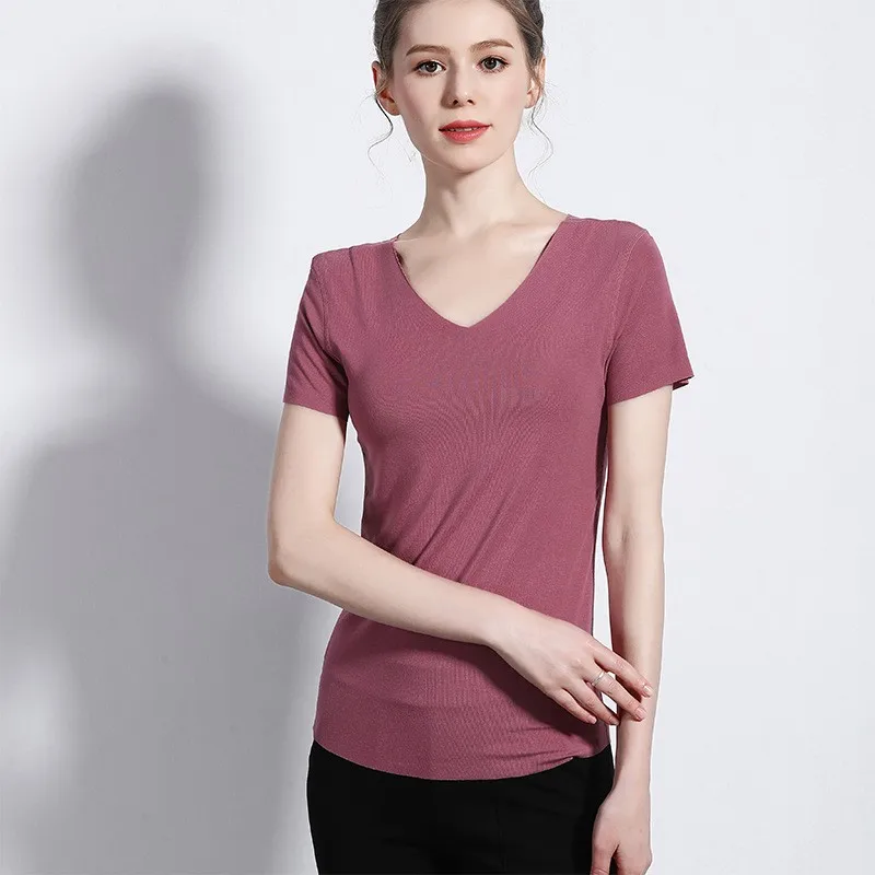 

Lady's Solid Aircool T-Shirts Sleeve Tee Tops Seamless T Shirt Slimming Undershirts Plus size M to 2XL 9 colors