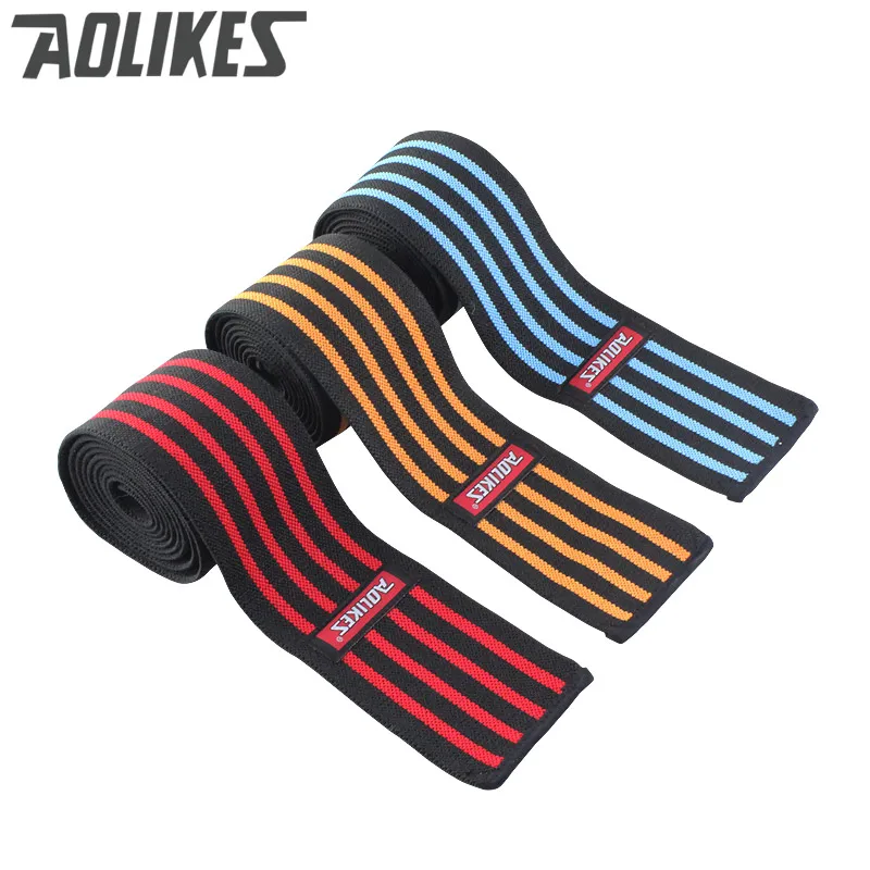 AOLIKES 1pcs 200*8CM Knee Wraps Men's Fitness Weight Lifting Sports Knee Bandages Squats Training Equipment Accessories for Gym