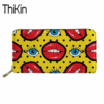 

THIKIN Wallet Female Fashion Purses&Wallets for Women 3D Sexy Lips Ladies Pu Leather Long Slim Pochette Girls Coin Purses Holder