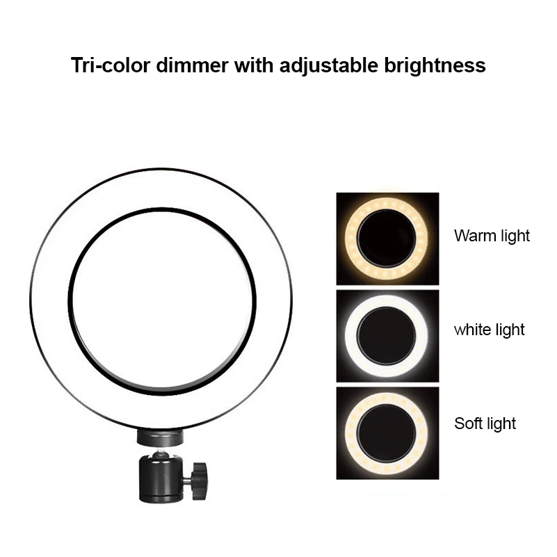 16/26 см светодиодный кольцевой светильник с фотостудия светильник стенд 5500K с регулируемой яркостью для Камера для мобильной фотосъемки с мобильного телефона в реальном времени Светодиодный лампа заполняющего светильник комплект
