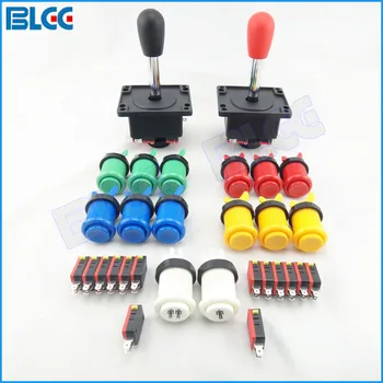 

DIY Arcade Games Parts Kit with 2 Arcade Joysticks 12 Arcade Push Button 14 Microswitches and 2 Players (1p+2p)