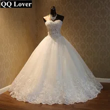 QQ Lover 2018 Elegant Luxury Lace Wedding Dress Vintage Plus Size Ball Gowns Vestido De Noiva