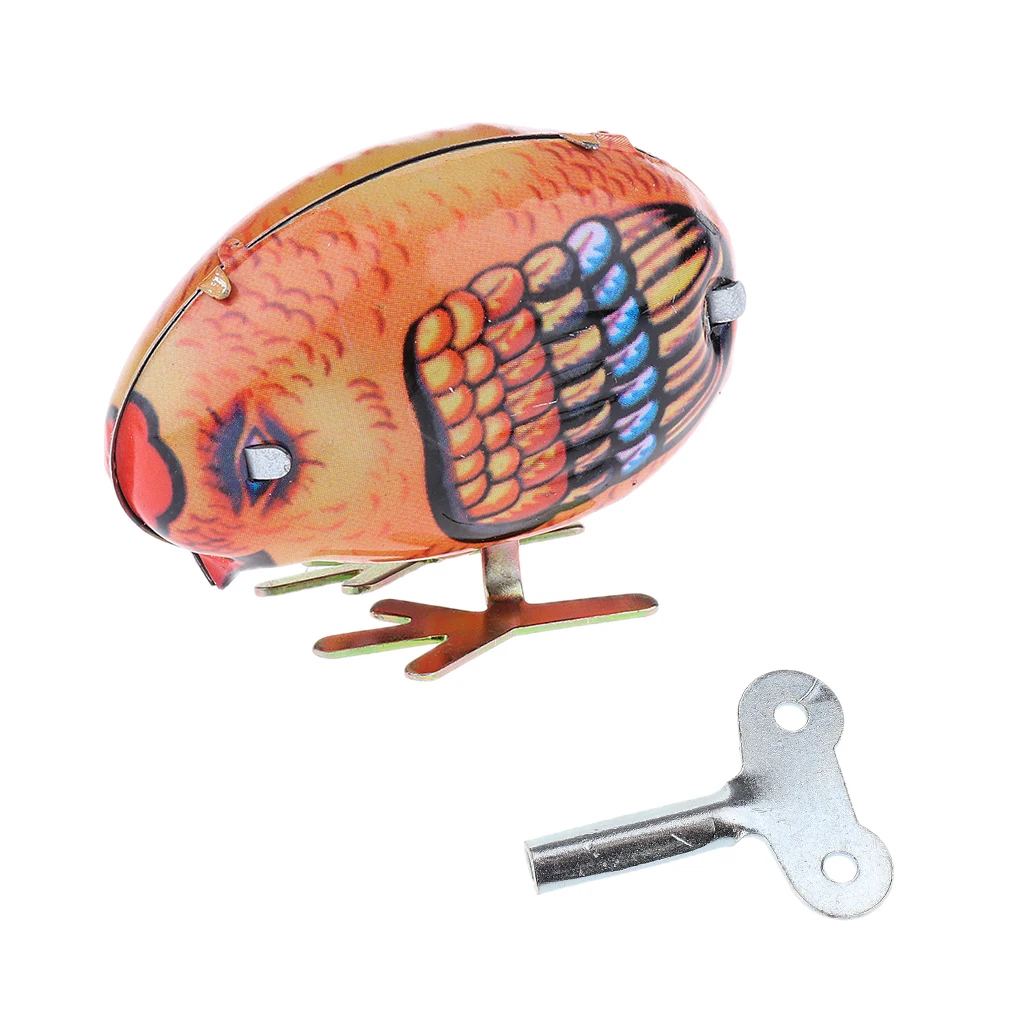 

One Piece Cute Clockwork Wind Up Pecking Chick Chicken Model Metal Animal Toy W Key for Children Toddlers Xmas Gift