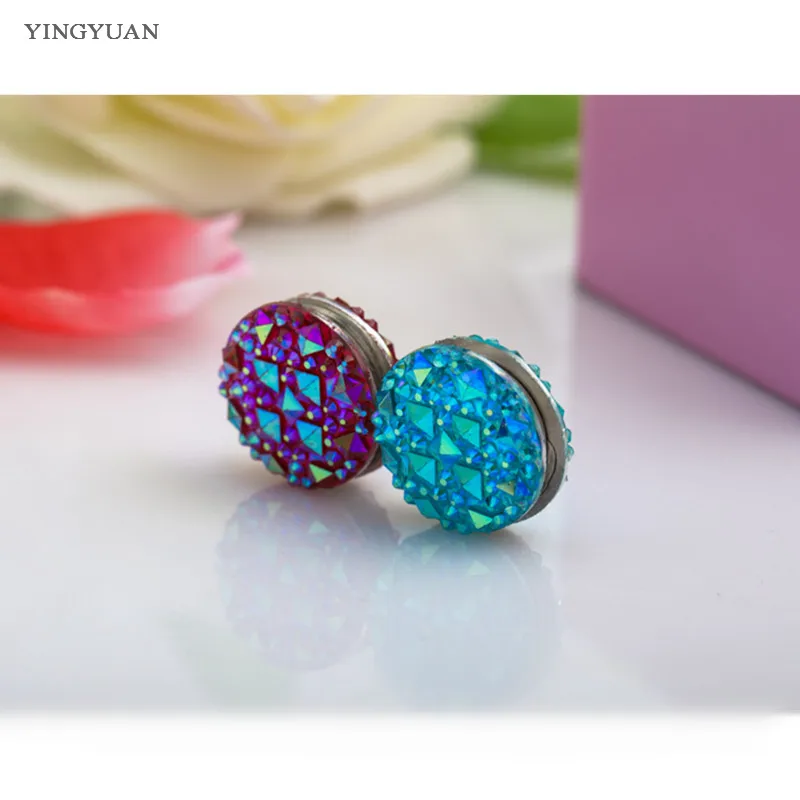 

Xt16-6pcs Mix Color Crystal Round Magnet Brooch Pin Muslim Scarf Clips Headwear