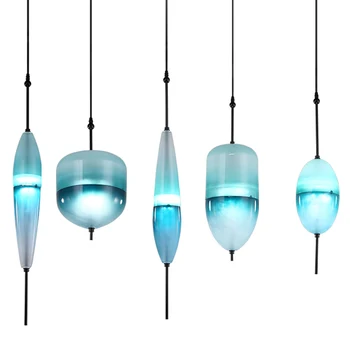 

Modern LED Art deco Huse Gradient Glass Pendant Lamps Venice design Flow T Lake Blue glass pendant light Cafe Bar Lights