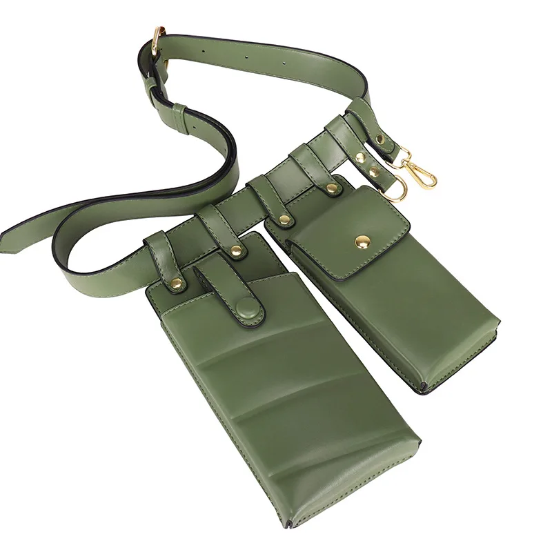 Шикарная поясная сумка из искусственной кожи для женщин, сумка на пояс для девочек, сумки через плечо, поясная сумка для дискотеки, роскошные сумки, модная дизайнерская нагрудная сумка - Цвет: Зеленый