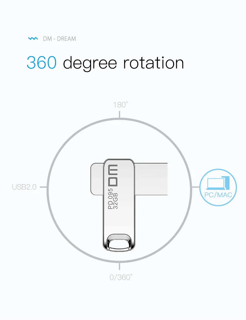 DM PD095 USB флеш-накопитель, 32 Гб металлический флеш-накопитель USB2.0 карта памяти 64 ГБ флеш-накопитель реальная емкость 16 Гб